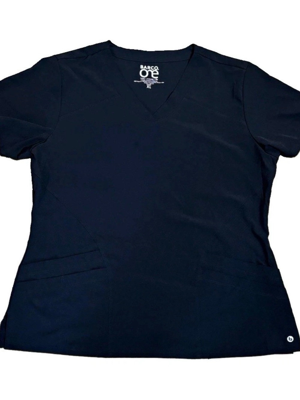 Barco One Women’s Black Solid V-Neck Scrub Top XL Polyester RN#50681